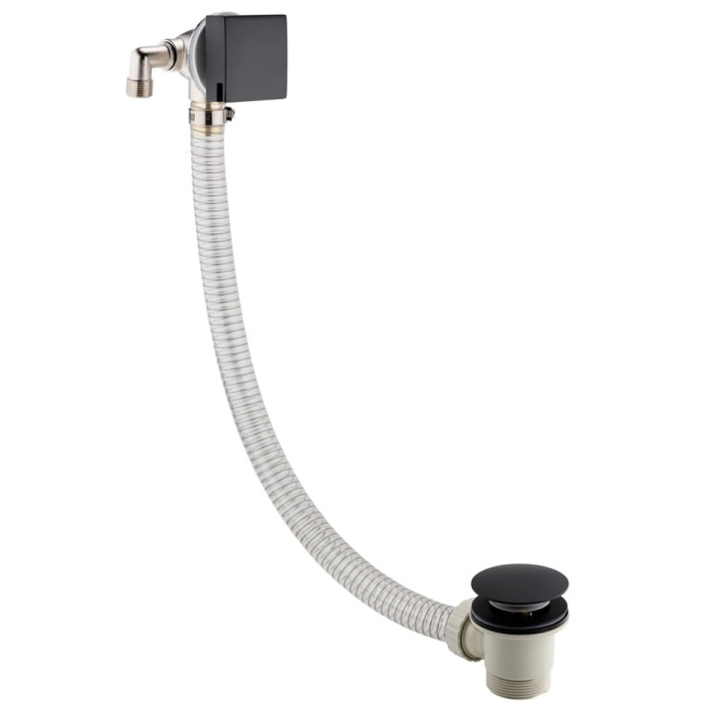 Cutout image of JTP Hix Exofil Matt Black Click-Clack Bath Waste & Overflow Filler